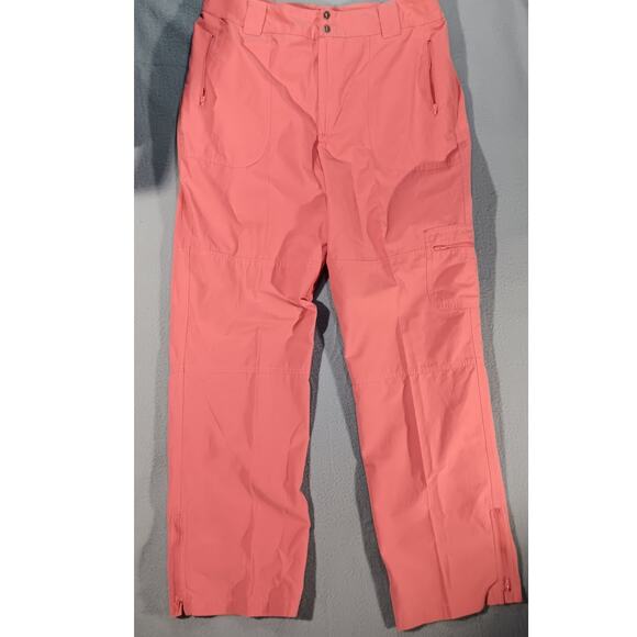 CHICO’S Rose Coral Straight-Leg Utility Pants Women’s Size 2 Zip Pockets Stylish - Picture 1 of 6